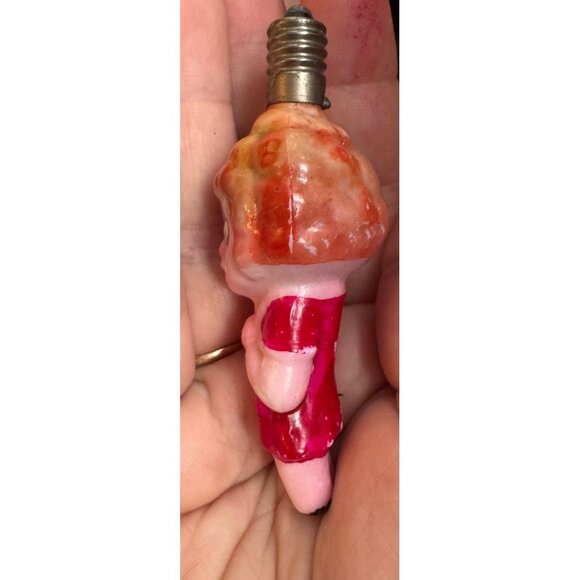Vintage Painted Milk Glass Christmas Tree Light Bulb, Cute LITTLE ORPHAN ANNIE! - Picture 5 of 7